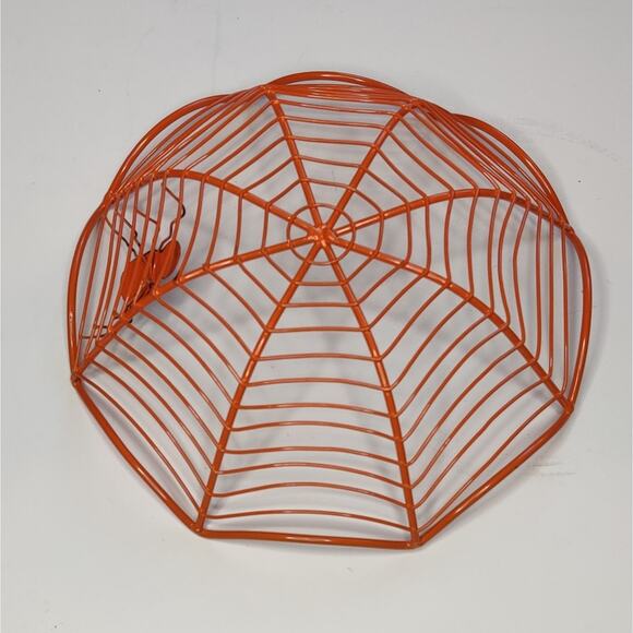 Orange Metal Spiderweb Halloween Candy Bowl Dish - Picture 8 of 12